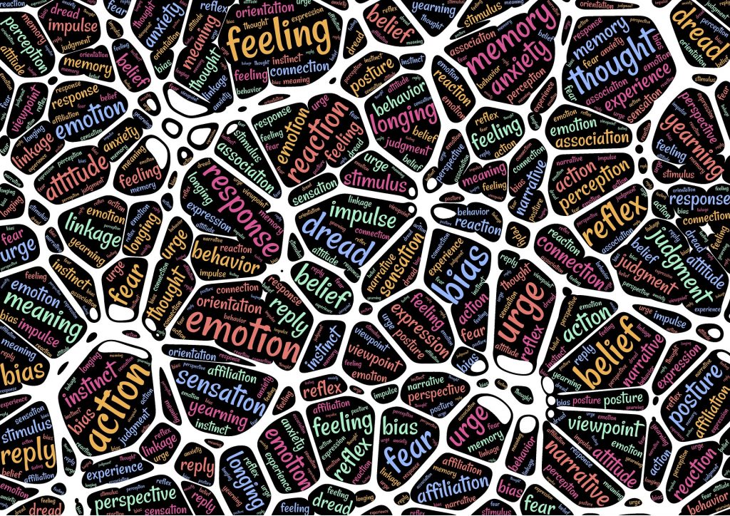 Grafik von Gefühlen durch Synapsen verbunden